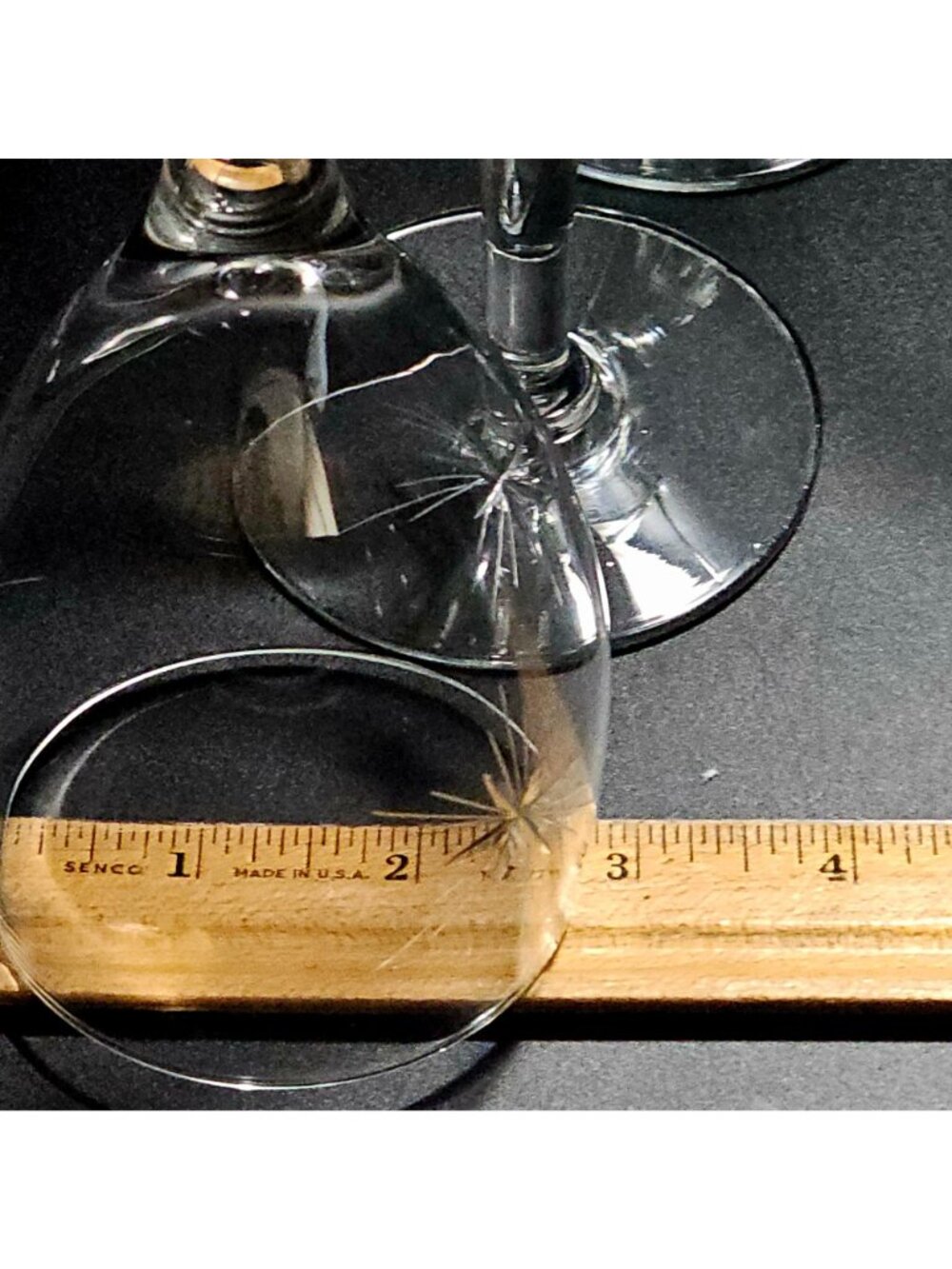 4 Vintage Starburst Wine Glasses 7" etched water goblets cut glass six point sta - Picture 5 of 6